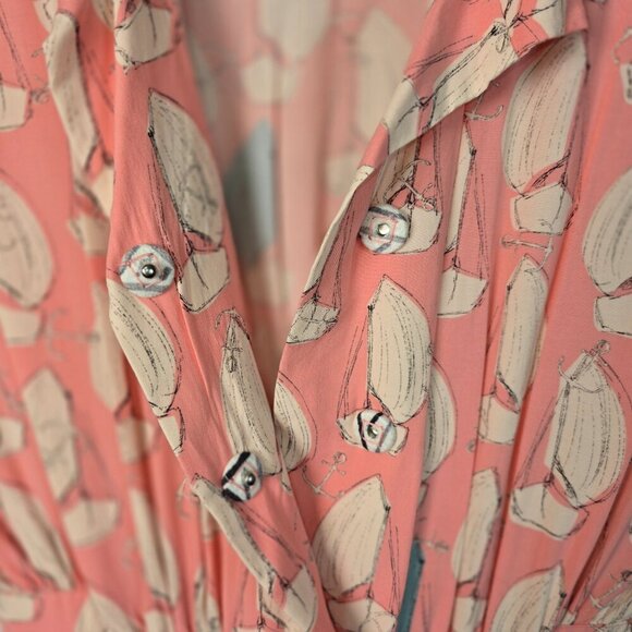 ANTHROPOLOGIE MAEVE TOURISTA SAILBOAT ROMPER PINK WITH BLUE ACCENT SIZE SMALL - Picture 5 of 8